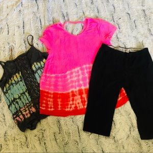 Justice T Shirt/ Leggings Set Size 14